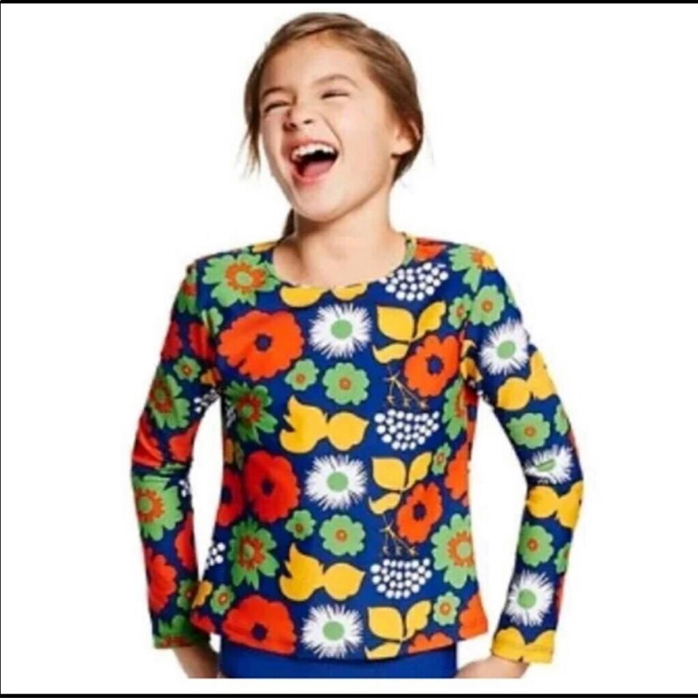 Marimekko Girls Rash Guard Swim Shirt Paprika